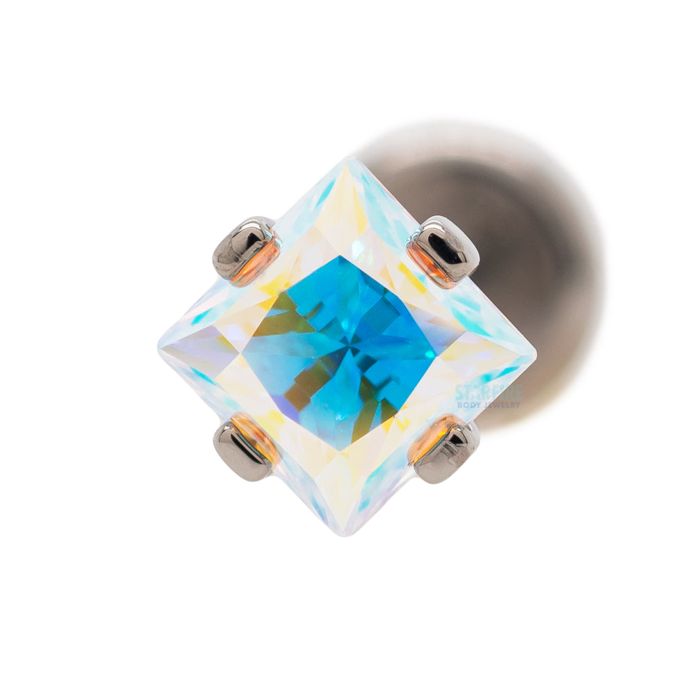4mm Prong-Set Square Princess Star-Cut Faceted Gem on Flatback