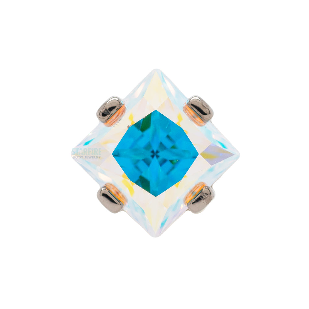 4mm Prong-Set Square Princess Star-Cut Faceted Gem on Flatback