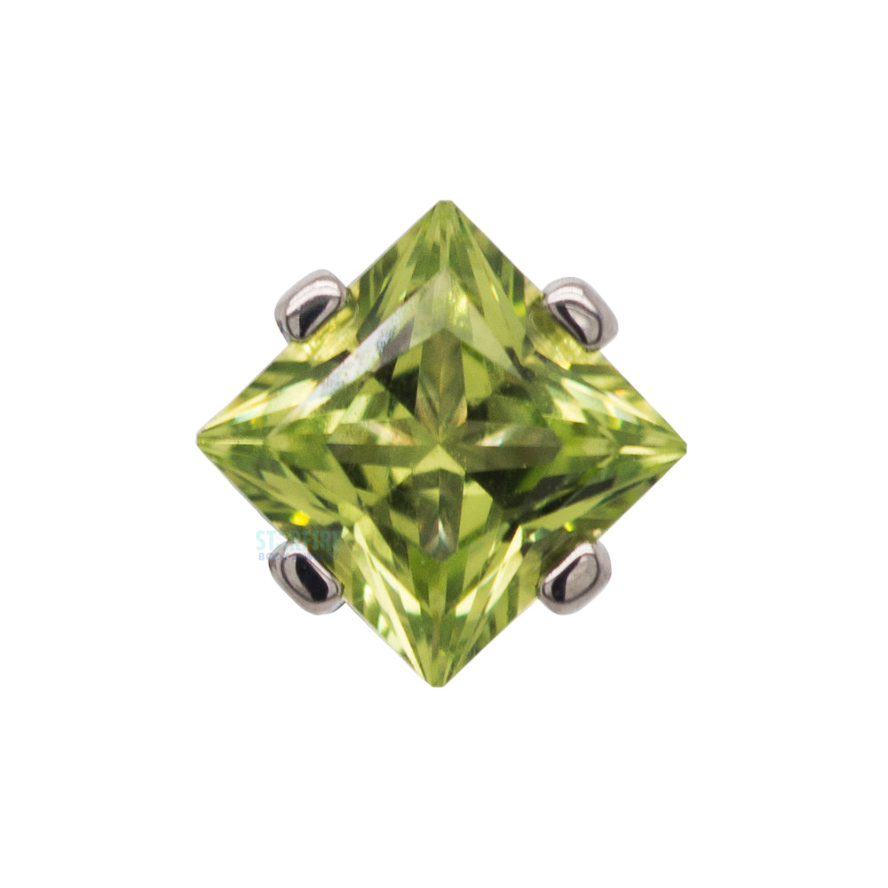 4mm Prong-Set Square Princess Star-Cut Faceted Gem on Flatback