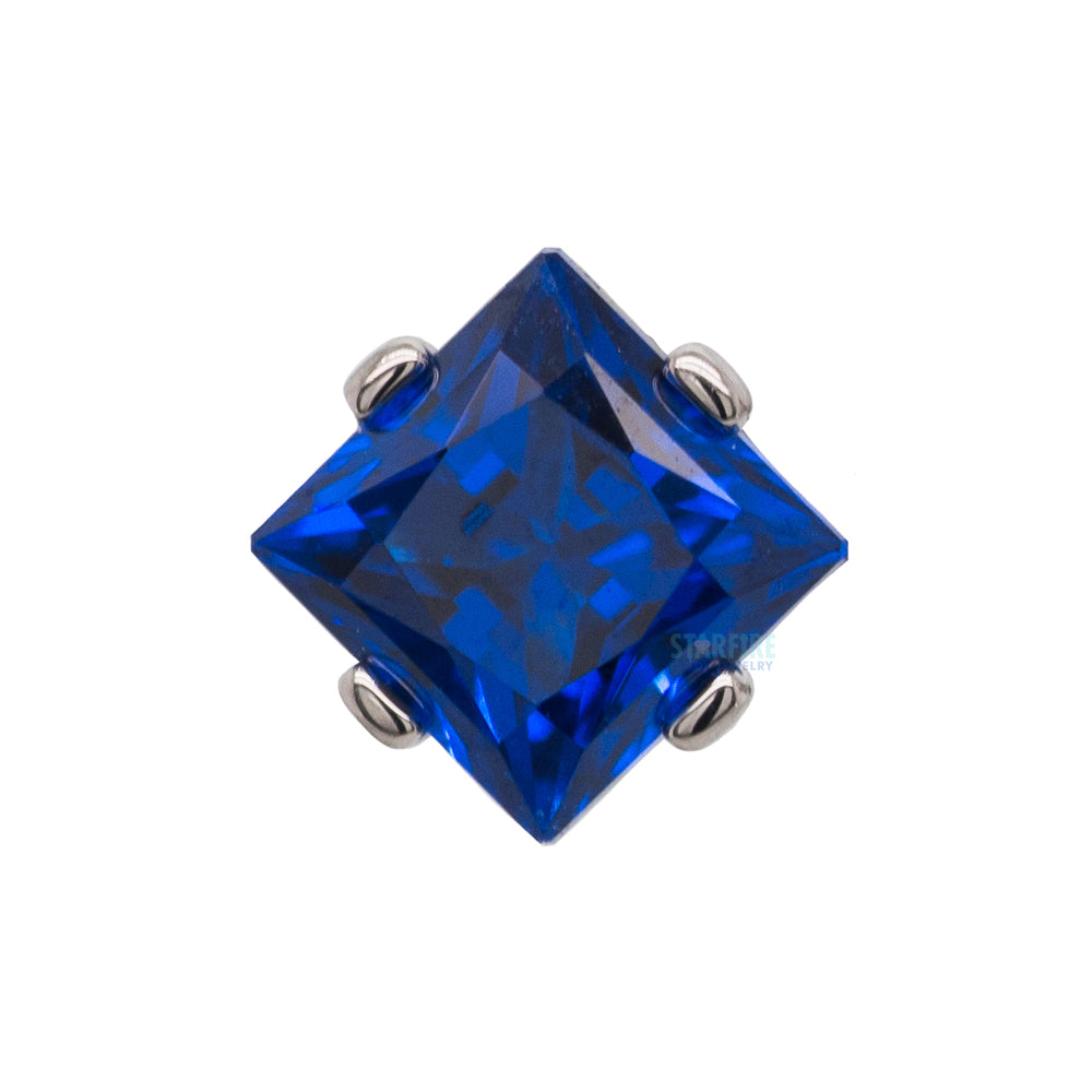 4mm Prong-Set Square Princess Star-Cut Faceted Gem on Flatback