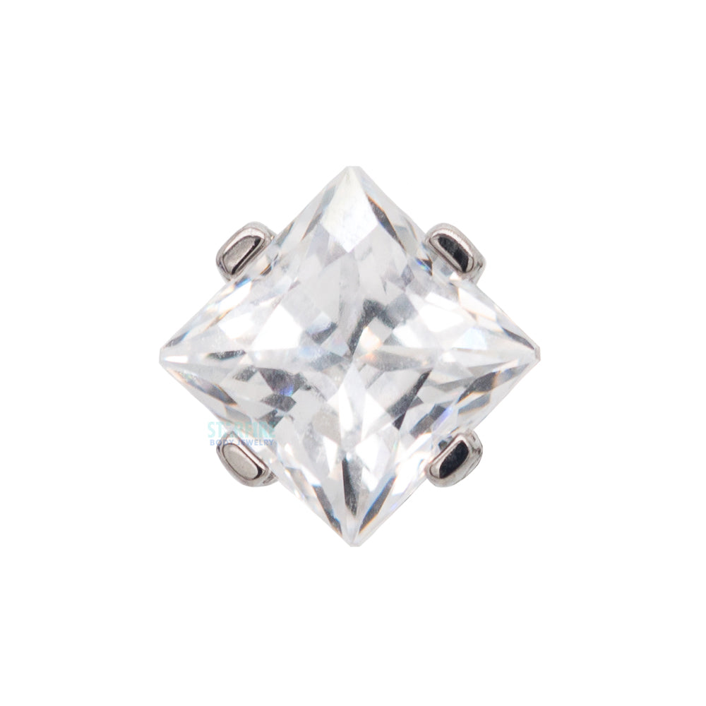 4mm Prong-Set Square Princess Star-Cut Faceted Gem on Flatback