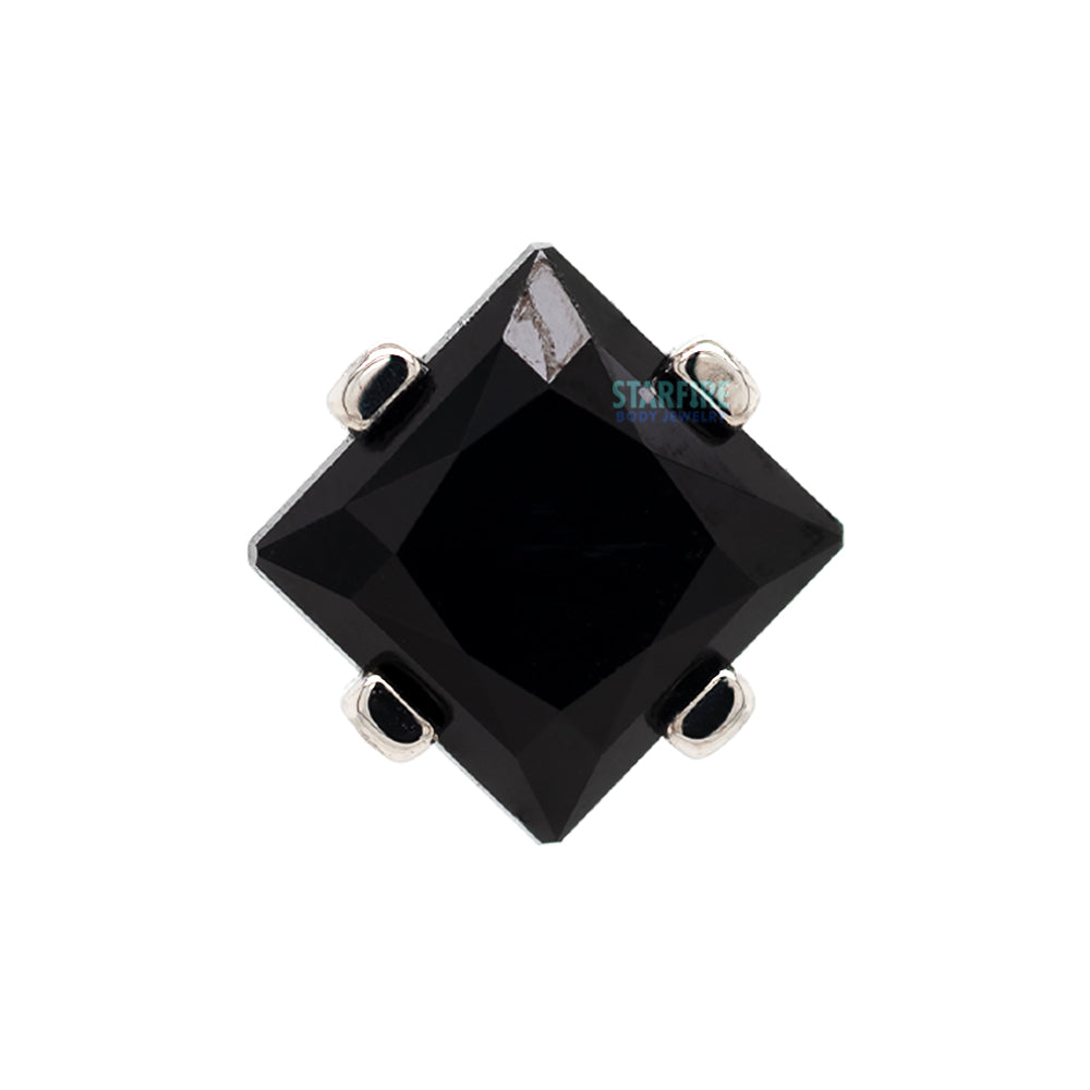 4mm Prong-Set Square Princess Star-Cut Faceted Gem on Flatback