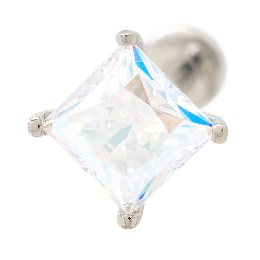 6mm Prong-Set Square Princess Star-Cut Faceted Gem on Flatback