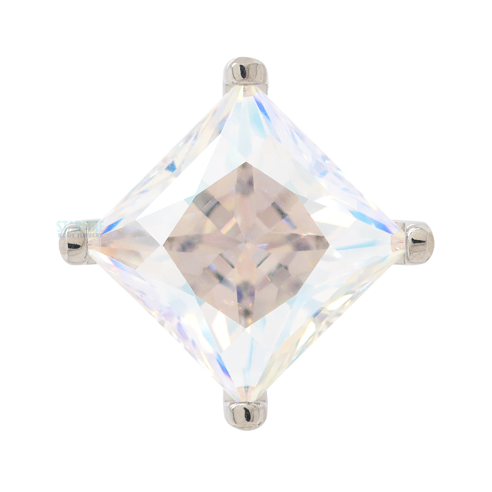 6mm Prong-Set Square Princess Star-Cut Faceted Gem on Flatback