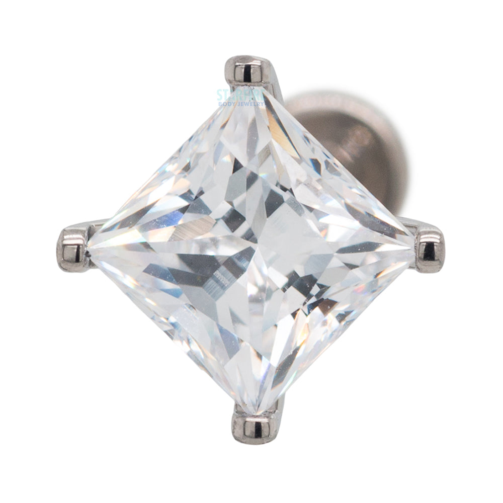 6mm Prong-Set Square Princess Star-Cut Faceted Gem on Flatback