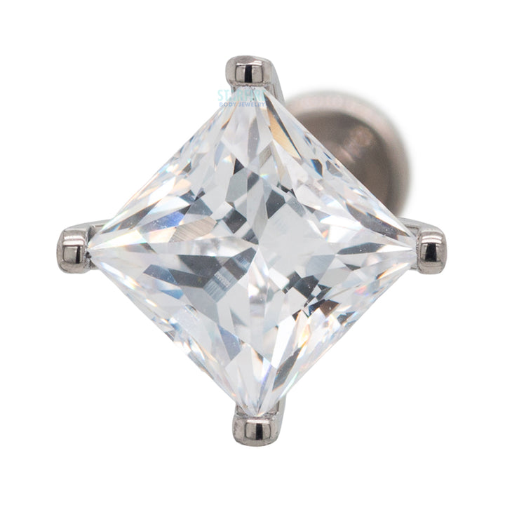 6mm Prong-Set Square Princess Star-Cut Faceted Gem on Flatback