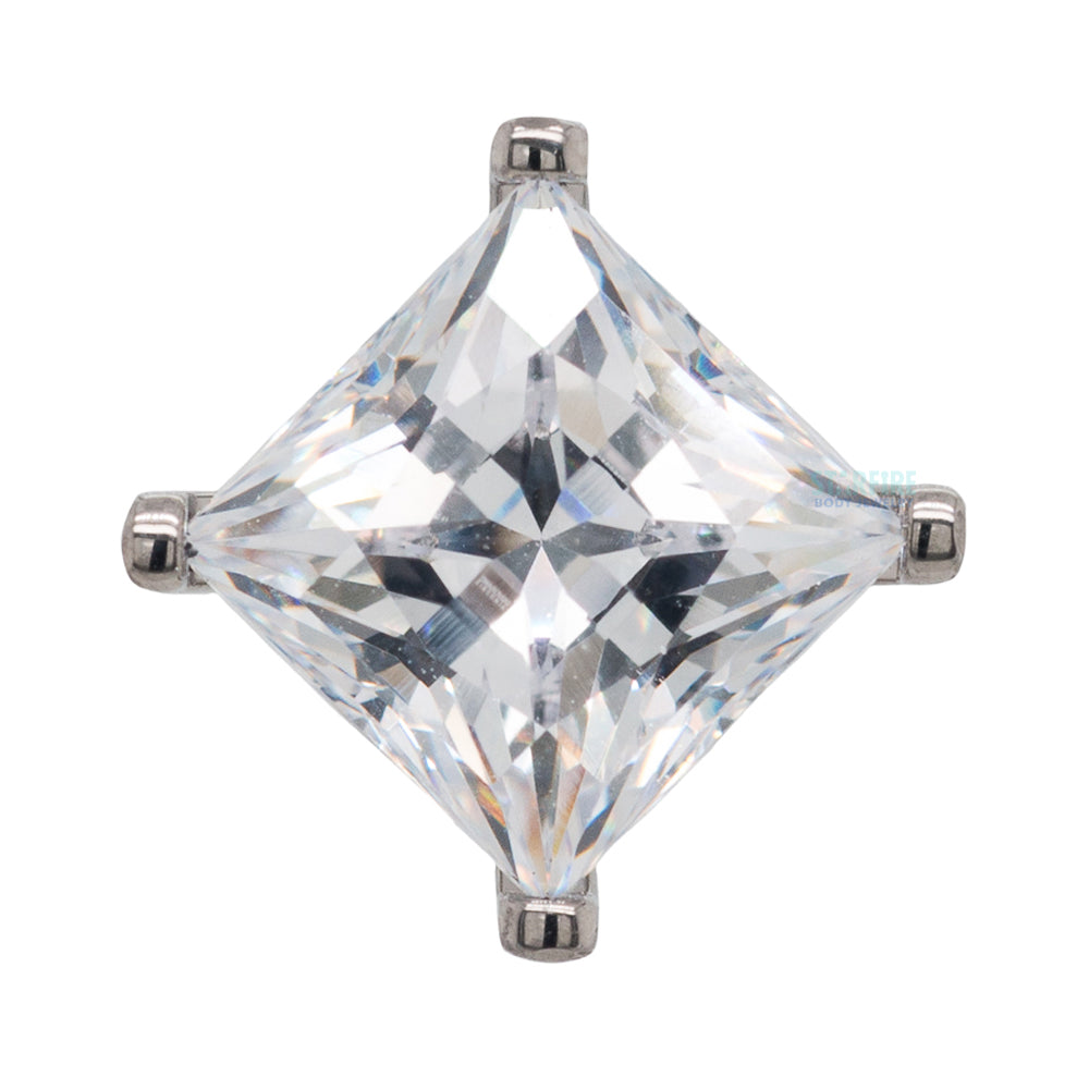 6mm Prong-Set Square Princess Star-Cut Faceted Gem on Flatback