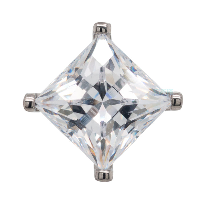 6mm Prong-Set Square Princess Star-Cut Faceted Gem on Flatback