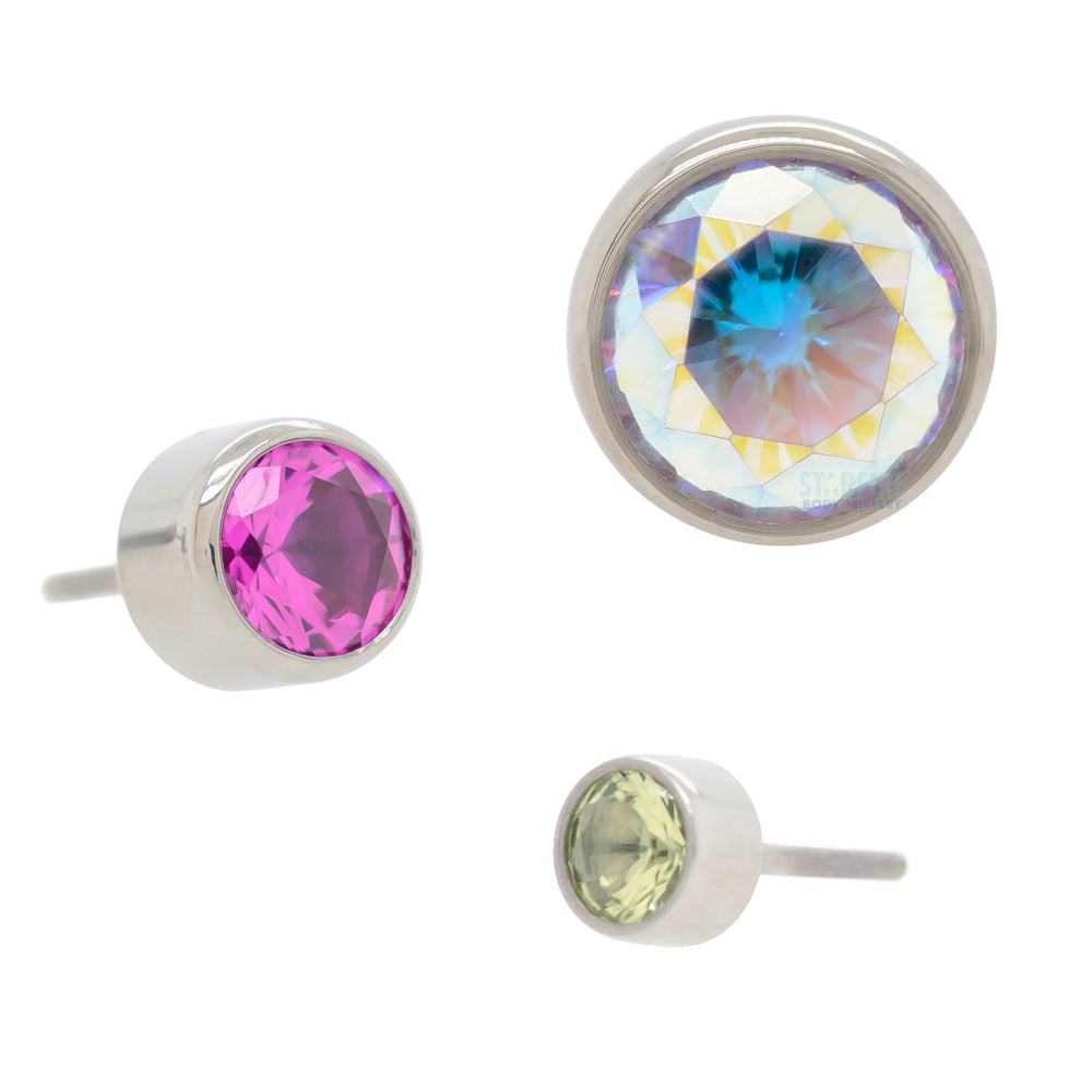 threadless: Bezel-Set Brilliant-Cut Gem End