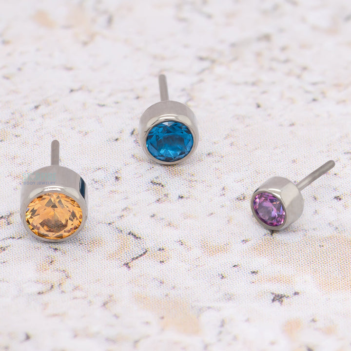 threadless: Bezel-Set Brilliant-Cut Gem End