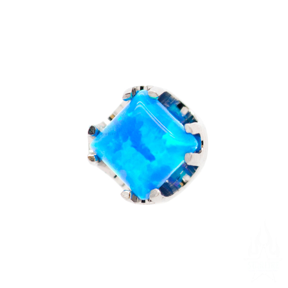 threadless: Princess-Cut Opal Cabochon in Prongs End