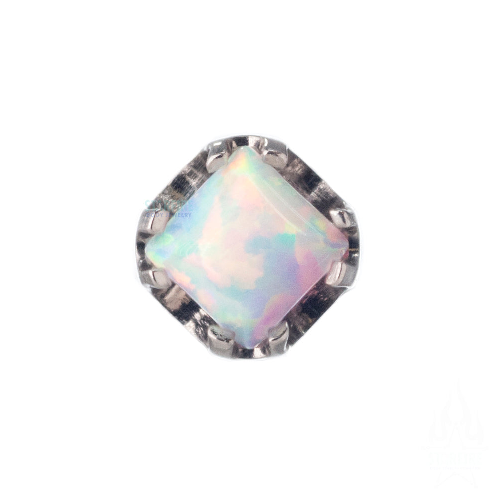threadless: Princess-Cut Opal Cabochon in Prongs End