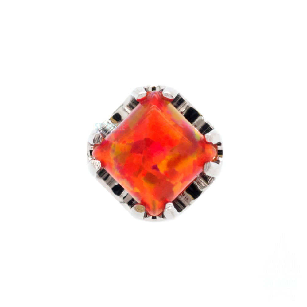 threadless: Princess-Cut Opal Cabochon in Prongs End