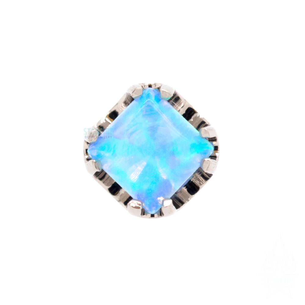 threadless: Princess-Cut Opal Cabochon in Prongs End