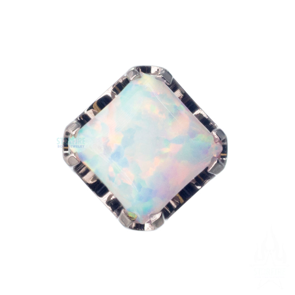 threadless: Princess-Cut Opal Cabochon in Prongs End