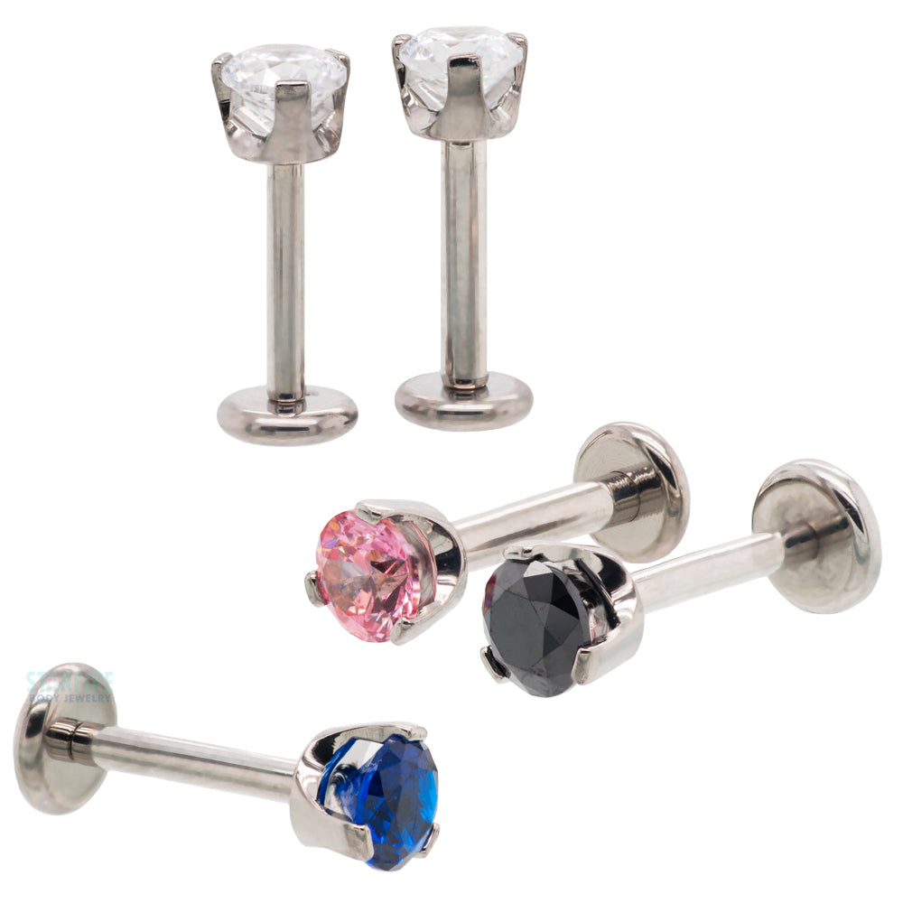 Flat Bottom 3 Prong-Set Round Faceted Gem on Flatback
