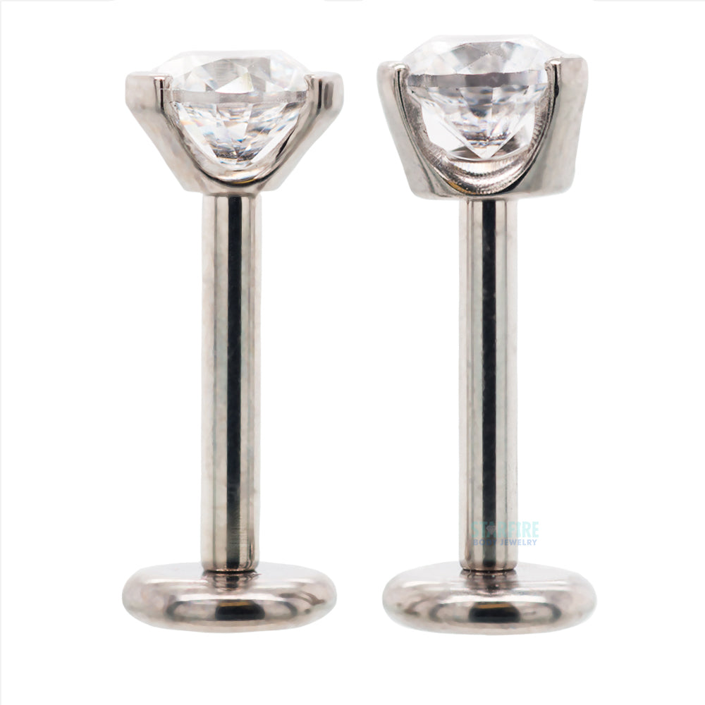 Flat Bottom 3 Prong-Set Round Faceted Gem on Flatback