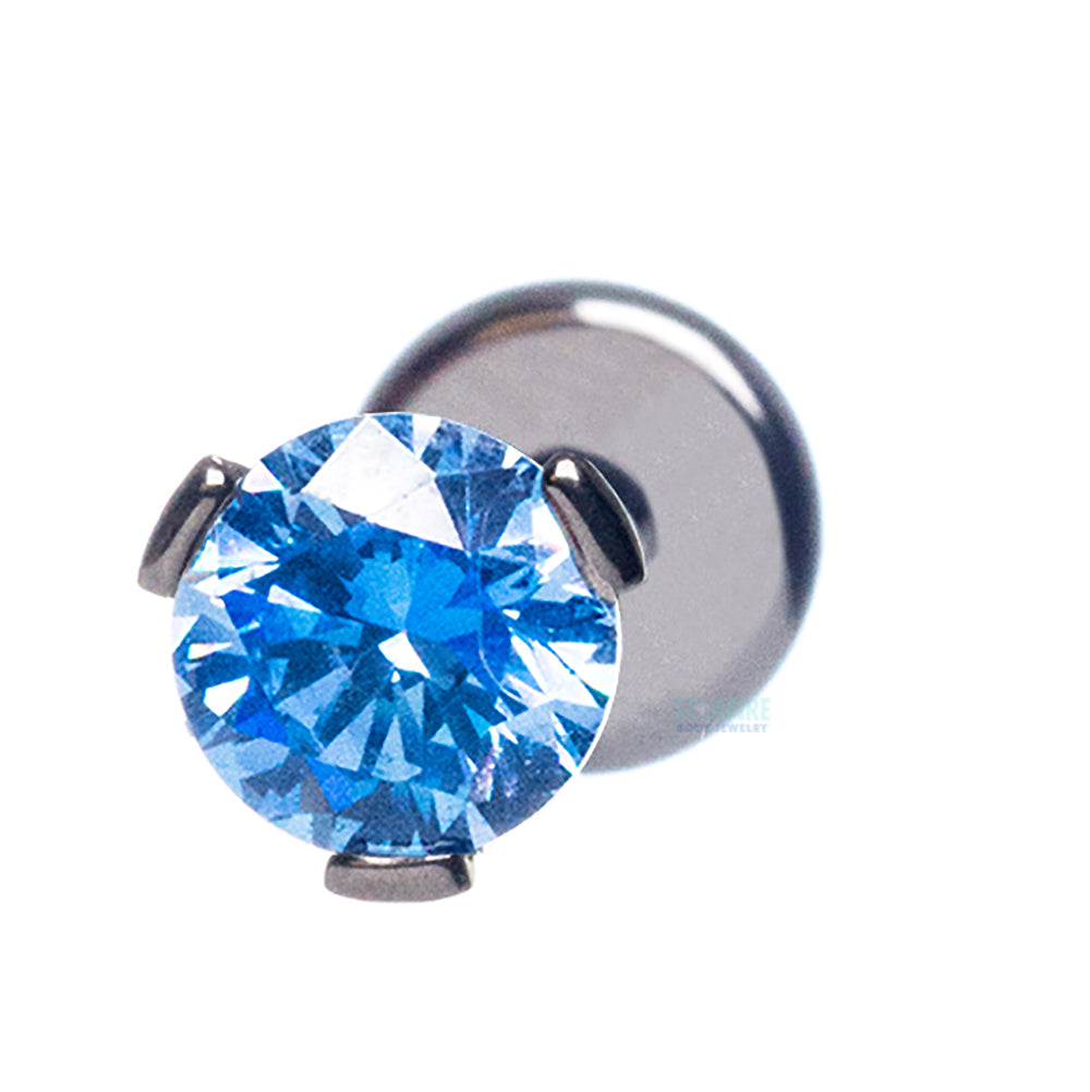Flat Bottom 3 Prong-Set Round Faceted Gem on Flatback