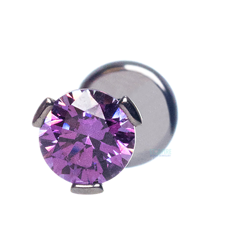 Flat Bottom 3 Prong-Set Round Faceted Gem on Flatback