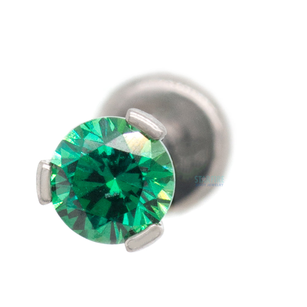 Flat Bottom 3 Prong-Set Round Faceted Gem on Flatback