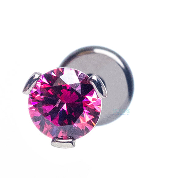 Flat Bottom 3 Prong-Set Round Faceted Gem on Flatback