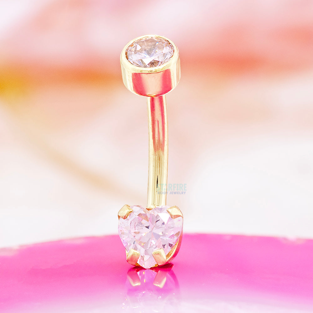 Heart-Cut Brilliant-Cut Gem Navel Curve in Gold