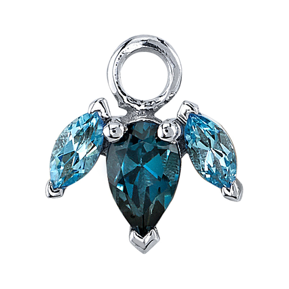 "Alana" Charm in Gold with Swiss Blue Topaz & London Blue Topaz