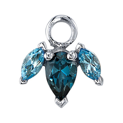 "Alana" Charm in Gold with Swiss Blue Topaz & London Blue Topaz