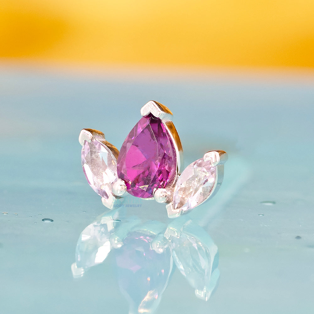 "Alana" Threaded End in Gold & Platinum with Rhodolite & Light Amethyst