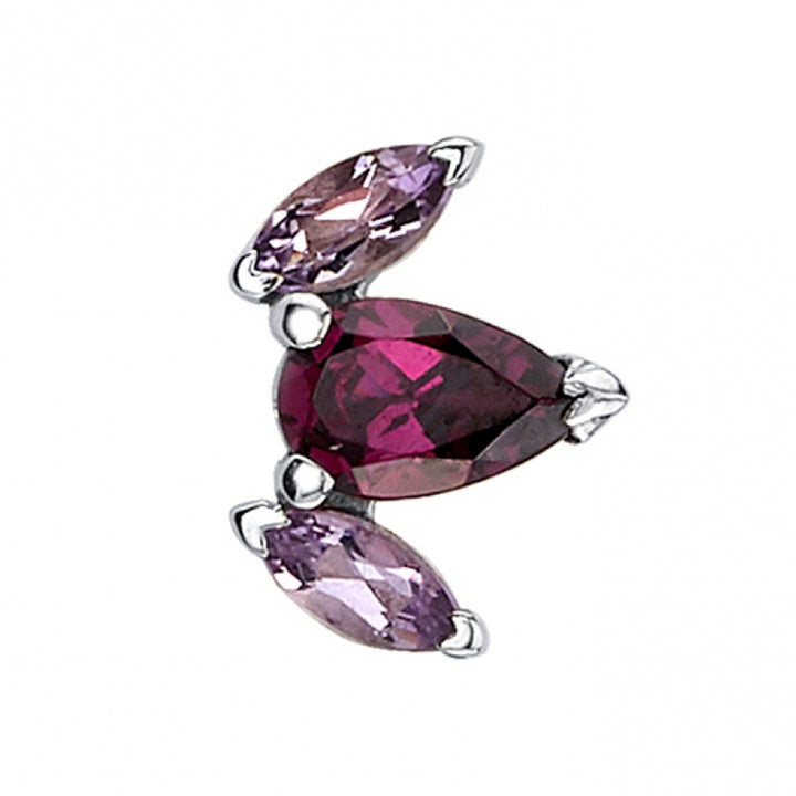 "Alana" Threaded End in Gold & Platinum with Rhodolite & Light Amethyst