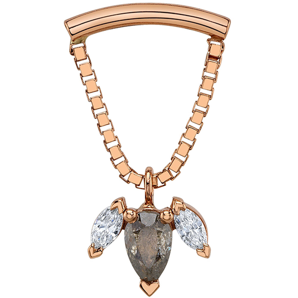 "Kendall Alana" Hidden Helix Threaded End in Gold with Grey Diamond & White Diamonds