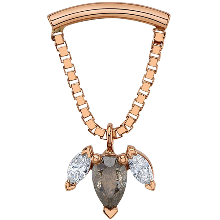 "Kendall Alana" Hidden Helix Threaded End in Gold with Grey Diamond & White Diamonds