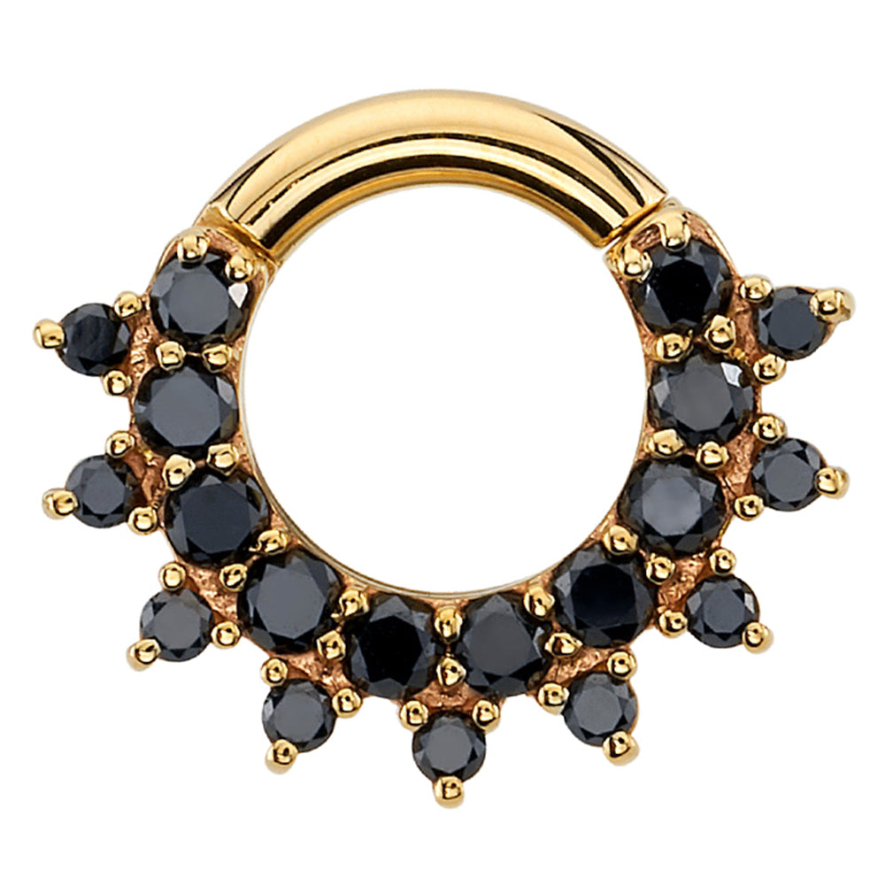 "Gem Kolo" Hinge Ring in Gold with Black Diamonds