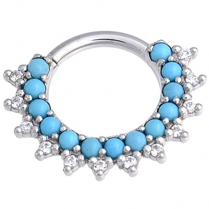 "Gem Kolo" Hinge Ring in Gold with Turquoise & White Diamonds