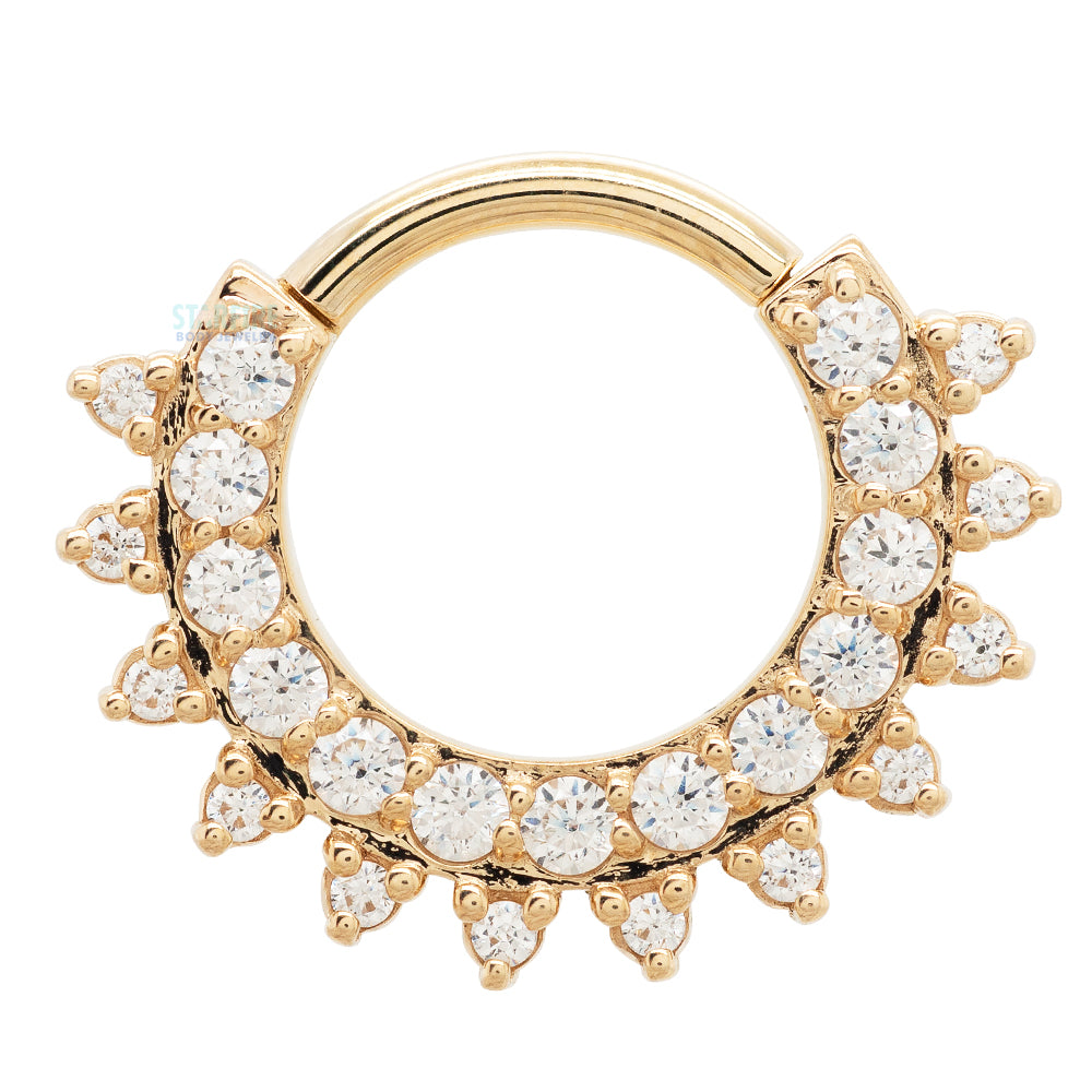 "Gem Kolo" Hinge Ring in Gold & Platinum with White CZ's