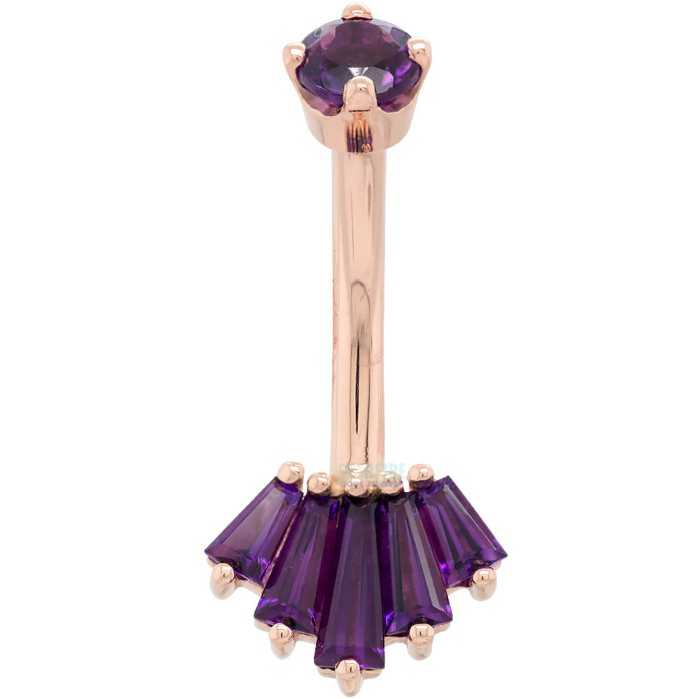 "Oceane 5" Navel Curve in Gold & Platinum with Amethyst
