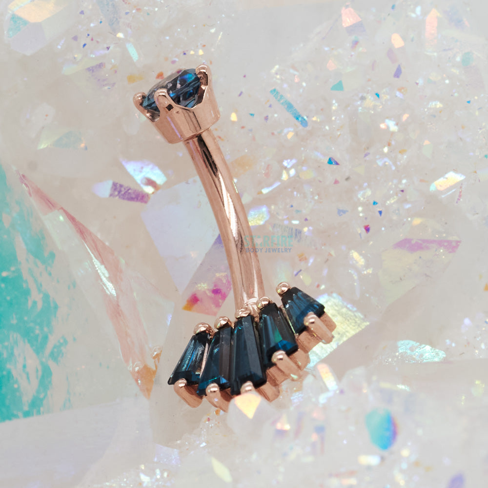 "Oceane 5" Navel Curve in Gold with London Blue Topaz