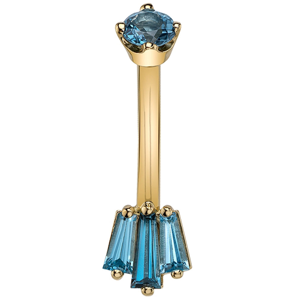 "Oceane 3" Navel Curve in Gold with London Blue Topaz