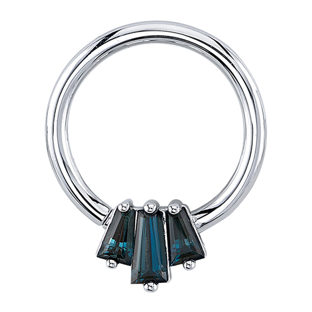 "Oceane 3" Seam Ring in Gold with London Blue Topaz'