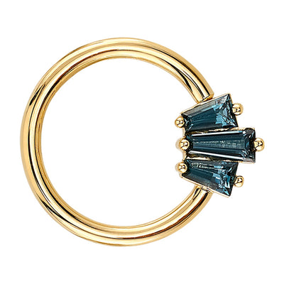 "Oceane 3" Seam Ring in Gold with London Blue Topaz'