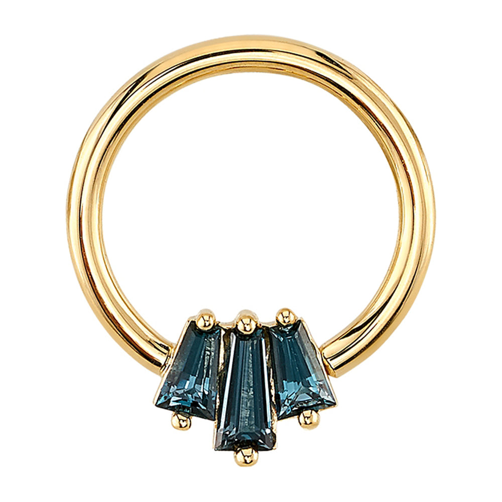 "Oceane 3" Seam Ring in Gold with London Blue Topaz'