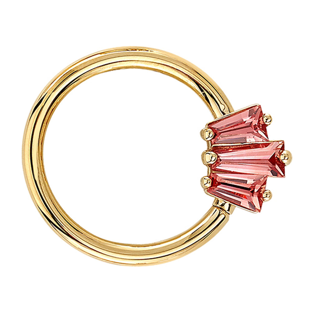 "Oceane 3" Seam Ring in Gold with Padparadscha Sapphires