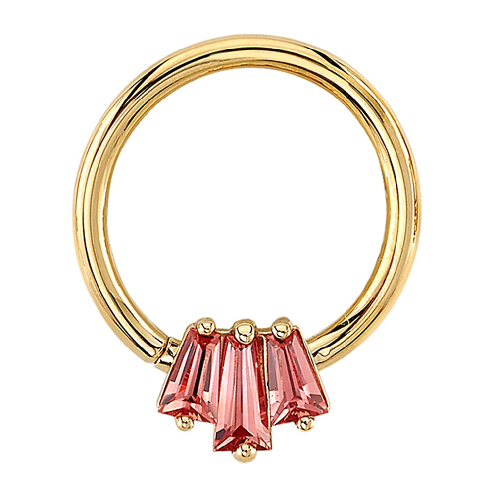 "Oceane 3" Seam Ring in Gold with Padparadscha Sapphires