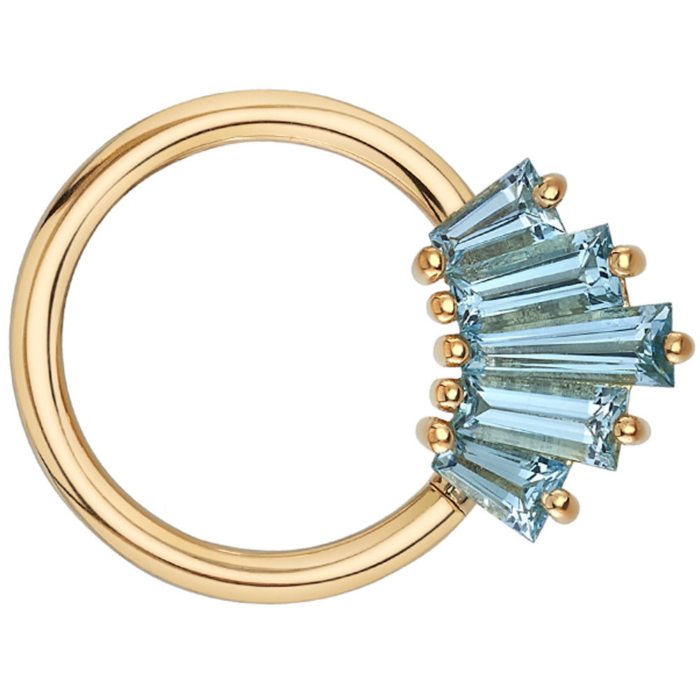 "Oceane 5" Seam Ring in Gold with Aquamarine