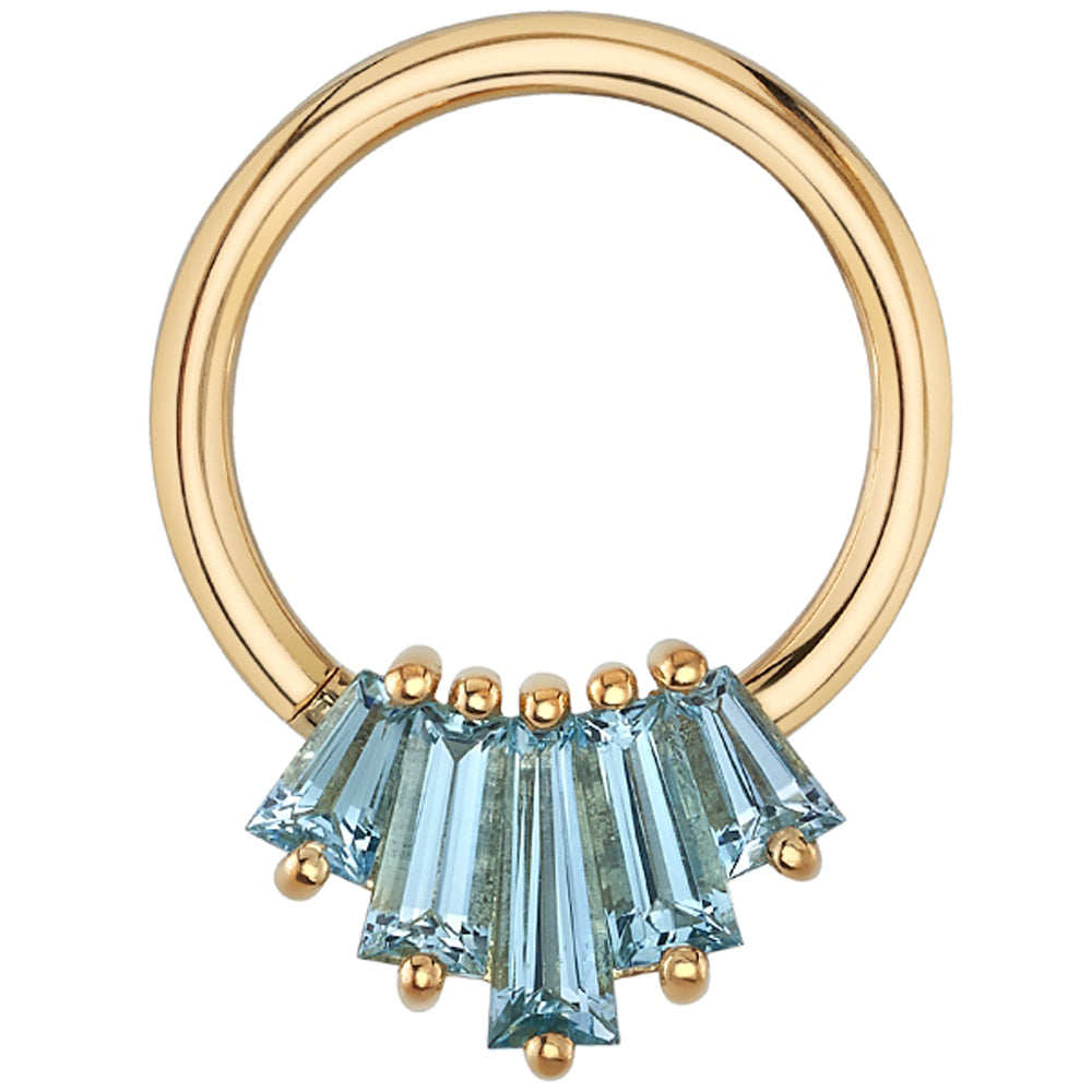 "Oceane 5" Seam Ring in Gold with Aquamarine