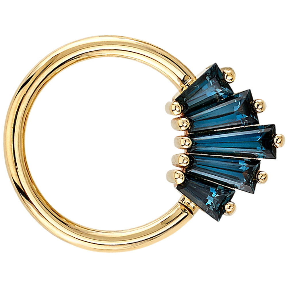 "Oceane 5" Seam Ring in Gold with London Blue Topaz'