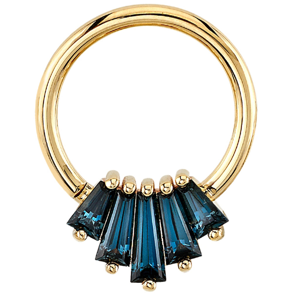 "Oceane 5" Seam Ring in Gold with London Blue Topaz'