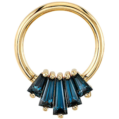 "Oceane 5" Seam Ring in Gold with London Blue Topaz'