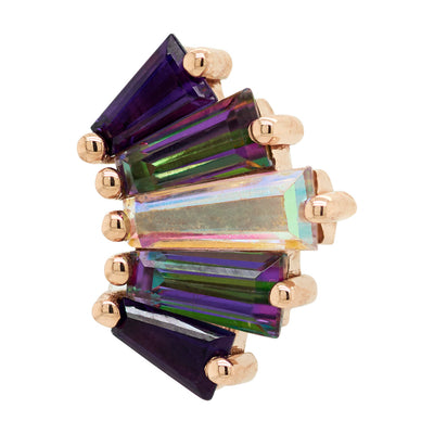 "Oceane 5" Threaded End in Gold with Amethyst, Mystic Topaz & Mercury Mist Topaz