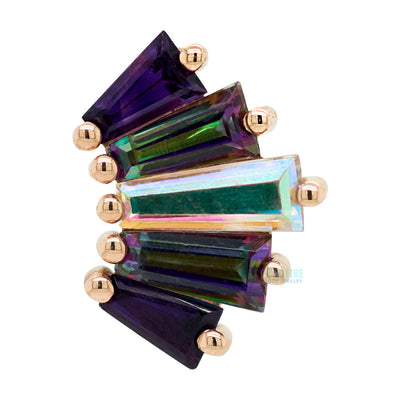 "Oceane 5" Threaded End in Gold with Amethyst, Mystic Topaz & Mercury Mist Topaz
